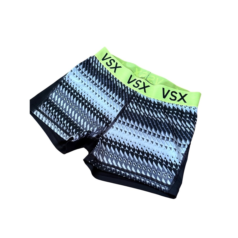 VSX Victoria's Secret Sport Geometric Compression Shorts Neon Green Black